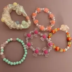 子供用 キッズ シュシュ ブレスレット セット 5種セット