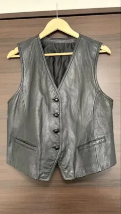 黒 レザー ベスト シングル ライダース vintage