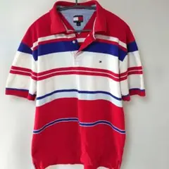 TOMMY HILFIGER ストライプ ポロシャツ Lサイズ