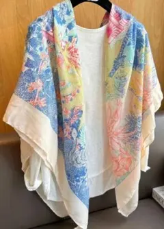 多色花柄ショール