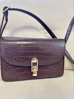 クロコダイル風♪ショルダーバッグ 【ダークブラウン】