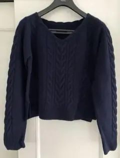 セールROPEロペ　ネイビー　Ｖネックニット　38 ウール100%
