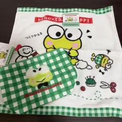 신품 미사용 タグ付 산리오 けろけろけろっぴ ポーチ タオル 2점 세트