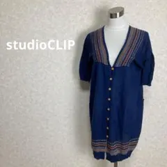 studio CLIP スタジオクリップ　カーディガン　ネイビー　F リネン