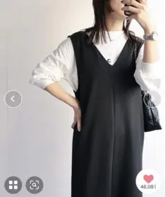 ap retro Ｖネックジャンパースカート ベスト ジレ3way/ブラック