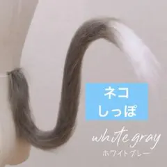 残１　ホワイトグレー　猫 尻尾 かわいい ネコ しっぽ もふもふ 小物 ヘアピンのサムネイル
