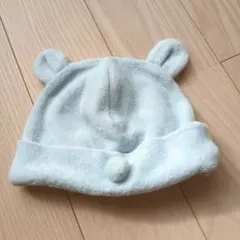 ライトブルー 耳付きベビー帽子 40〜42cm