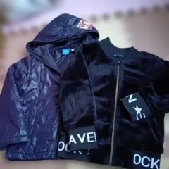 黒いフリースジップアップジャケット　シャンバー２点セット 110サイズ