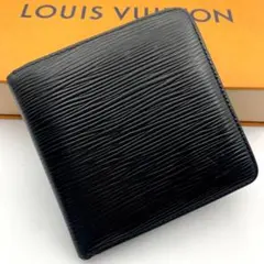 鑑定済み ルイヴィトン ポルトフォイユ マルコ 二つ折り 財布 エピ レザー 黒