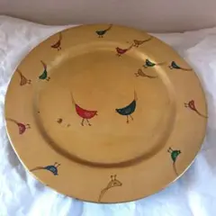 金色の小鳥模様プレート 約30cm