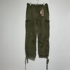 タグ付き BARTACK 麻混 ミリタリー ギミックカーゴパンツカーキ M