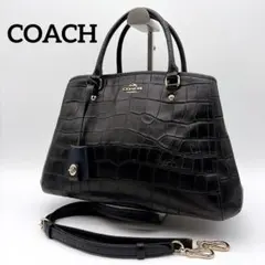 極美品✨COACH コーチ トートバッグ 2way クロコ型押し レザー 黒