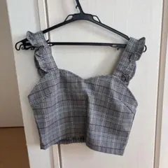 チェック柄フリルビスチェ サイズF