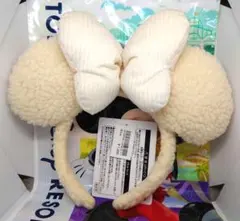 【新品】ミニーマウス モコモコ カチューシャ ディズニー買い物袋付き