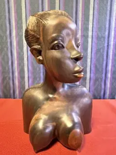 木彫り　アフリカ　民芸品　女性像　置物　インテリア　アンティーク　彫刻