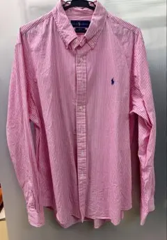 Ralph Lauren スリムフィット 長袖シャツ XL ピンクストライプ