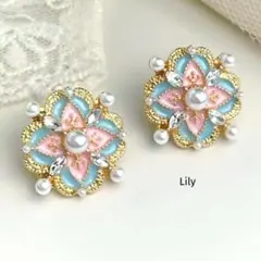 ✨ フレンチ パステル ヴィンテージ ピアス アンティーク ブルー ピンク