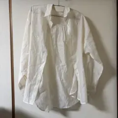 ホワイト 長袖シアーシャツ