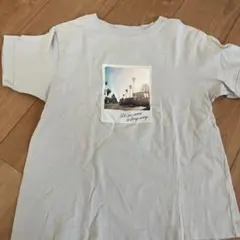ライトグレー 写真プリント Tシャツ