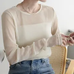 ラメシアーT《WEB限定》　DISCOAT 定価4400円　アイボリー　試着のみ