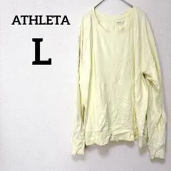 ATHLETA 【LᎢ】淡い黄色 長袖Tシャツ カットソー 薄手 パステルカラー