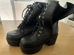 値下げ交渉可！厚底レースアップロングブーツ