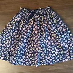 プティマイン　花柄フレアスカート ネイビー系110