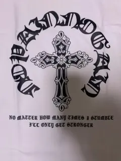Tシャツ 十字架 クロス 英文 クール ワイルド カオス パンク 白 黒 フォト