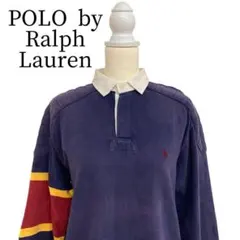 ポロバイラルフローレン　ワンポイント刺繍　ラガーシャツ　ネイビー　M