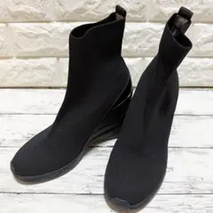 【美品】 +diana ニットスニーカーブーツ ブラック 24cm 厚底
