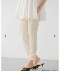 firmore サイドスカラップパールデコレーションパンツ アイボリー ps