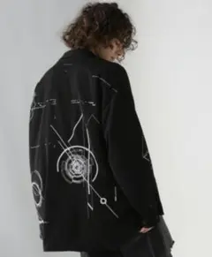 HARE ドローイングモチーフシャツ ブラック09
