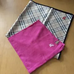 Burberry ハンカチ 2枚セット ノバチェック ピンク