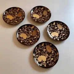 大正昭和初期 輪島塗 金蒔絵『菖蒲鳥蝶々文』吸物椀(六客)木製漆塗り茶事/茶道具 大正昭和初期 輪島塗 金蒔絵『菖蒲鳥蝶々文』吸物椀(六客)木製漆