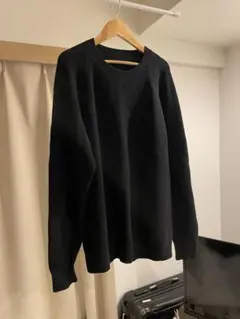 無印良品 紳士　洗える畦編みクルーネックセーター紳士Ｍ・黒