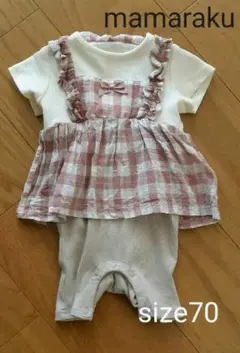 ロンパース70　女の子　チェック柄 mamaraku