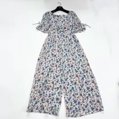 【美品✨】リリーブラウン　ドット花柄オフショルロンパース　花柄　1のサムネイル
