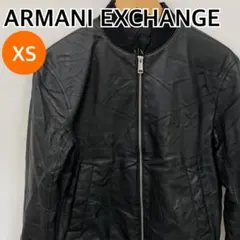 美品】アルマーニエクスチェンジレザージャケット シングル 黒 金属