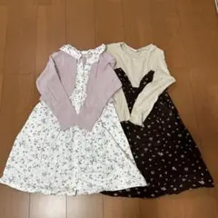 2点セット　長袖花柄ワンピース 130cm