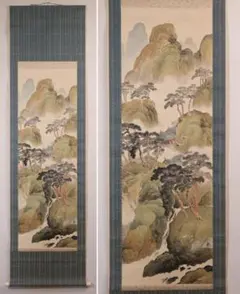 真作】掛軸 双雉之図 滝景彩色 日本画 花鳥 合箱入 W53 - メルカリ