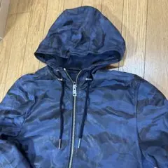 DIESEL ネイビーカモ フード付きレザージャケット