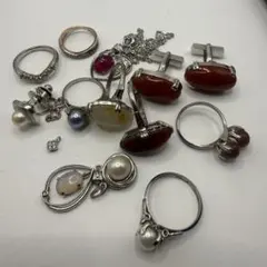 アクセサリー まとめ売り ネックレス　リング パール 天然石 SILVER刻印のサムネイル