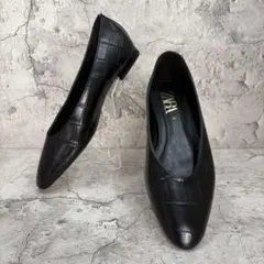 ZARA クロコ型押し フラットパンプス 黒 37