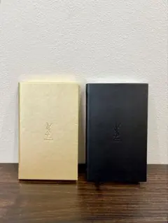 YSL イヴ・サンローラン ロゴ入り ハードカバー手帳 セット 黒 金