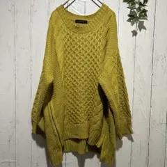 【インタープラネットウィング】ケーブル編み サイドジップ ニット　Fサイズ