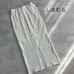 【美品】しまむら シフォン ロングスカート ホワイト 白 裏地あり ウエストゴム