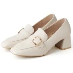 GRL 25cmスクエアトゥフレアヒールレザーローファー パンプス gd1368