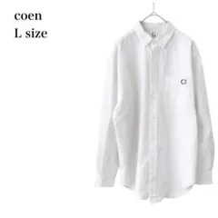 コーエン/ボタンダウンシャツ/ロゴ刺繍/コットン/L/ホワイト/定番/ベーシック