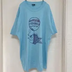 フルーツオブザルーム 魚柄 Tシャツ 丸首 半袖 XL 青 綿 旅行　USA製