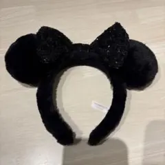東京ディズニーリゾート ミニー カチューシャ スパンコール リボン 黒